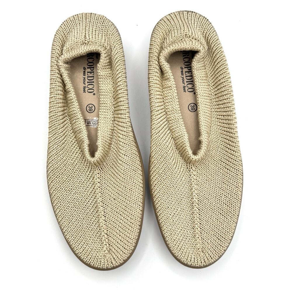 Arcopedico Sec V Shoes Size 39 US 8 - 8.5 Beige Stretch Knit Slip On Flats Tan